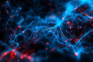 Abstract blue background with connecting dots and lines. Network connection structure