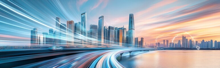 Fototapeta premium City skyline with skyscrapers