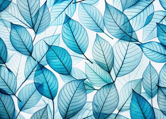 Abstract Blue Leaves Pattern on White Background for Modern Design, Textiles, Wallpaper, Home Decor, and Fashion Applications - Ideal for Creative Projects and Inspiration
