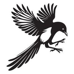 Obraz premium Eurasian magpie Bird Vector illustration in black and white 