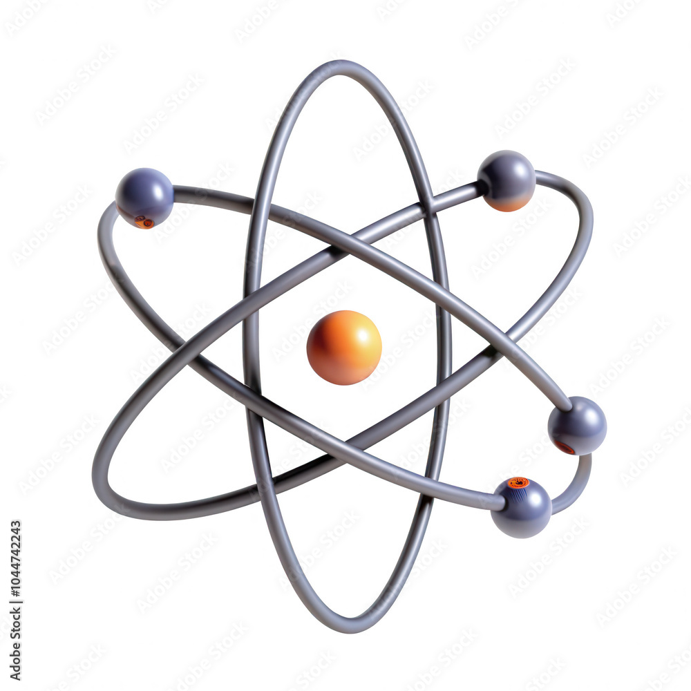 Aufkleber this is an isolated 3d render of an atomic structure with colorful electrons orbiting around a nucle
