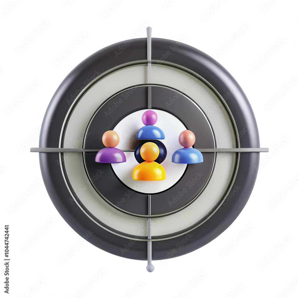 Poster a visually striking representation of diverse people iconically targeting collaboration, symbolizing