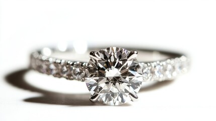A stunning diamond engagement and wedding ring set displayed on a pure white background.
