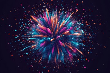 Fototapeta premium Night Sky Fireworks Explosion