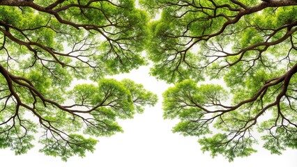Fototapeta premium Tree branches isolated on white background high angle view
