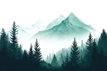 Fototapeta premium Mountain Range with Trees