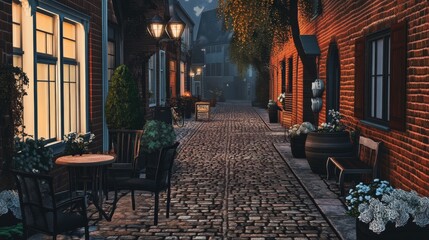 Fototapeta premium Inviting Historic Street with Detailed Textures