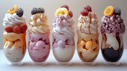 Colorful Ice Cream Scoops with Tasty Toppings