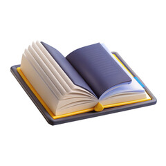 Fototapeta premium An isolated 3D render of an open book, showcasing delicate pages and a sleek design, ideal for educational or artistic purposes.
