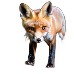 Fototapeta premium Red fox portrait with curious expression isolated transparent background