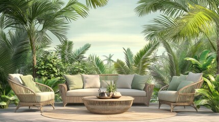 Fototapeta premium Cozy Outdoor Living Space with Natural Ambiance