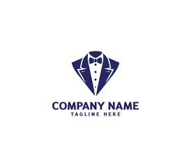 Vector tuxedo men logo design. Bow tie tuxedo suit gentleman fashion tailor clothes. Gentleman's suit