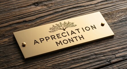 Obraz premium appreciation month engraved text on gold name plate sign 
