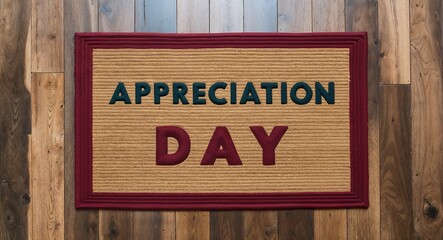 appreciation day text on mat rug in wooden floor background