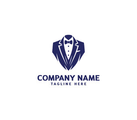 Vector tuxedo men logo design. Bow tie tuxedo suit gentleman fashion tailor clothes. Gentleman's suit