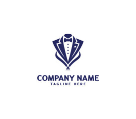 Vector tuxedo men logo design. Bow tie tuxedo suit gentleman fashion tailor clothes. Gentleman's suit
