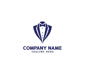Vector tuxedo men logo design. Bow tie tuxedo suit gentleman fashion tailor clothes. Gentleman's suit