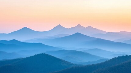 Fototapeta premium Soft Golden Hour Light Over Mountain Ranges