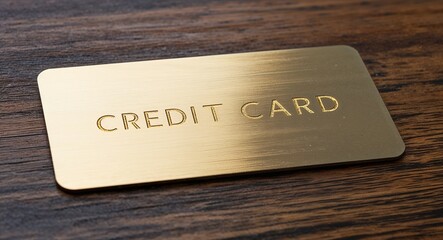 Obraz premium Credit card engraved text on gold name plate sign 