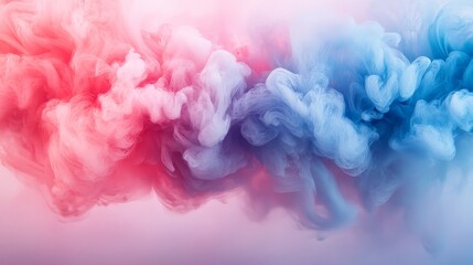 Fototapeta premium Abstract acrylic ink cloud swirling underwater in purple and blue tones