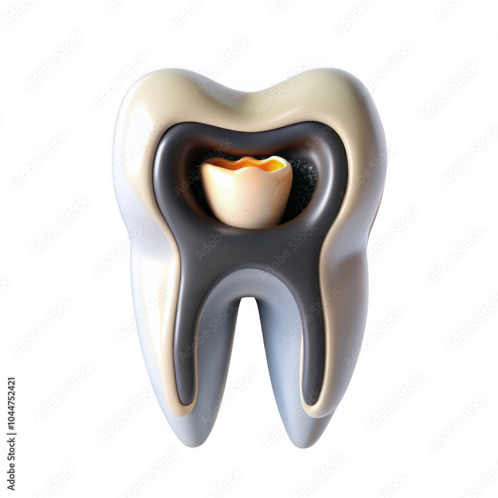 Poster this artistic rendering showcases a tooth structure in detail, emphasizing its layers and internal f
