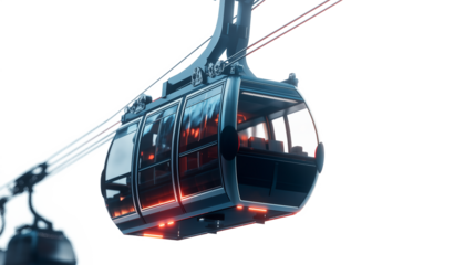 Cable car, aerial cable car PNG ropeway isolated on a transparent or white background