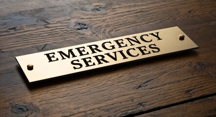 Obraz premium Emergency Services engraved text on gold name plate sign 