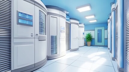 This is a modern data center with rows of servers and network equipment, symbolizing the backbone of digital business operations.