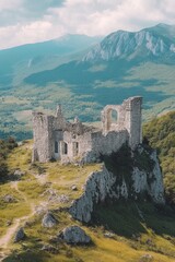 Old stone building on green hill