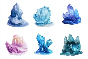 Fototapeta premium A collection of colorful crystals and ice formations showcasing various textures and shapes