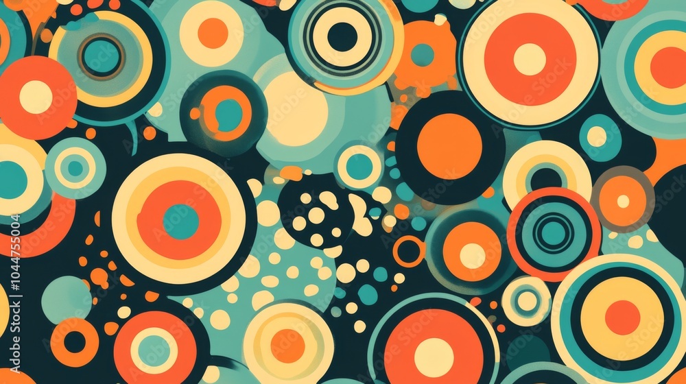 Poster bold retro patterns with vibrant colors and diffused lighting