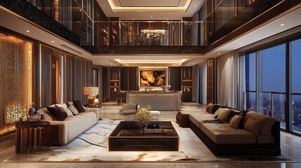 Luxury Loft Living Room Interior . 