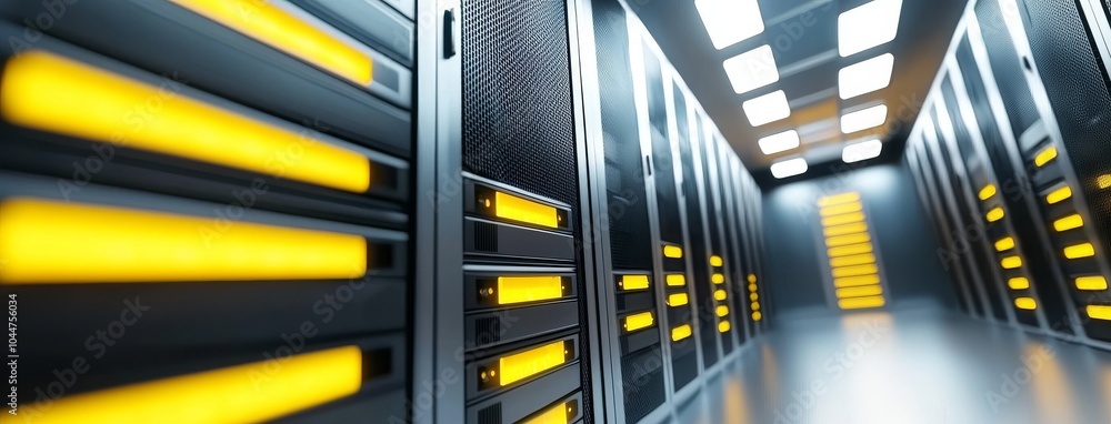 Poster server room data center. backup, hosting, mainframe, farm, and computer rack with storage informatio