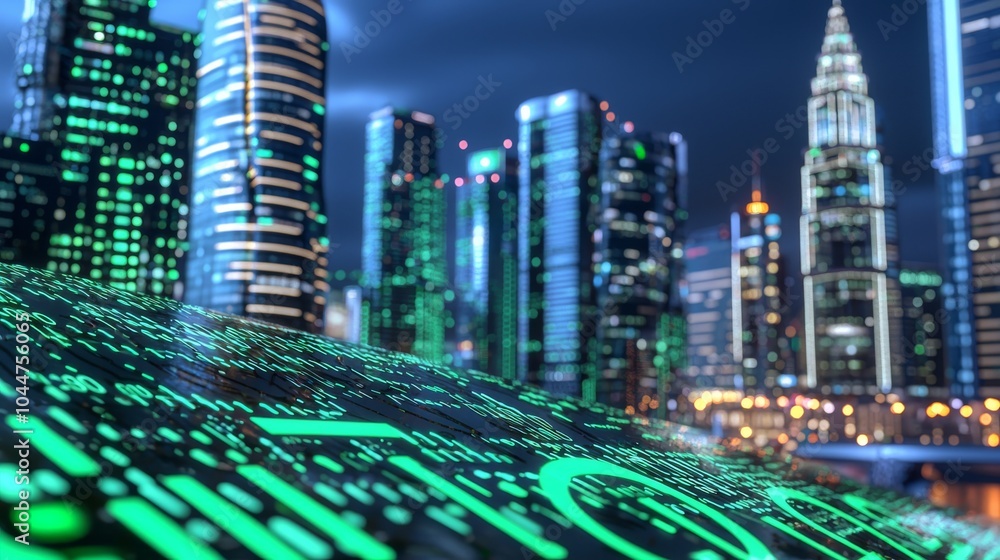 Poster visualizing big data. technology wave. digital background. 3d rendering.
