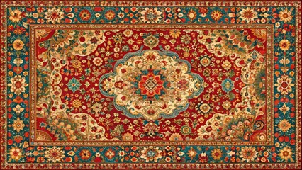 Fototapeta premium Vibrant Oriental Rugs Displaying Rich Colors and Intricate Patterns in a Stunning Interior Setting