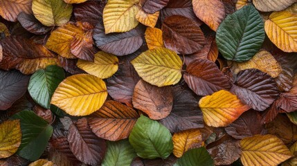 Fototapeta premium Colorful Fall Leaves on Ground in Studio Lighting