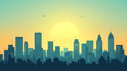 Naklejka premium Evening Skyline with High Contrast and Shadows