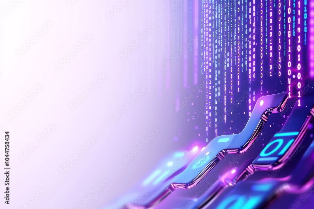 Poster abstract digital data streams on white, concept of information technology dynamics. 3d rendering