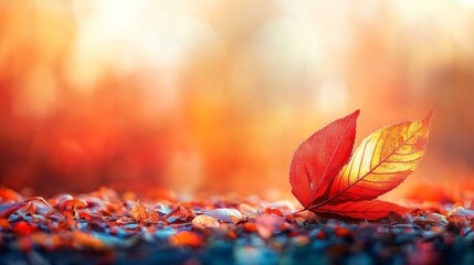 Gentle Fall Leaves with Soft Focus Studio Lighting
