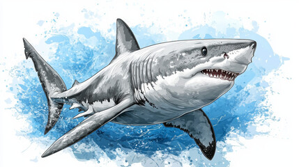 Obraz premium Intricate Shark Coloring Book Design for Adults in Vector Format