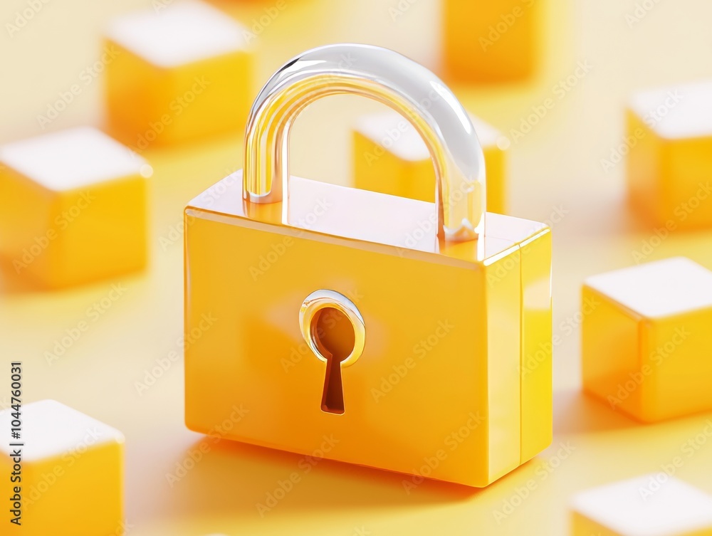 Poster keeping data secure online. cybersecurity and privacy concepts. lock icon, big data, and cloud secur