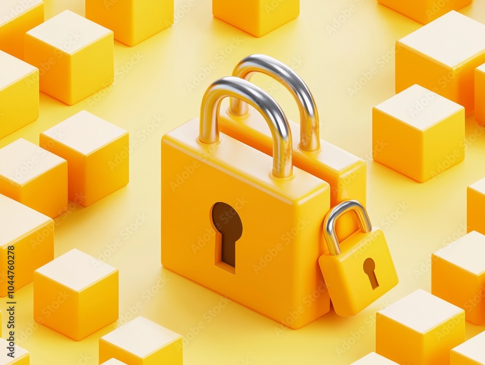 Poster cloud and hosting security, cybersecurity and privacy concepts. lock icon and internet network secur