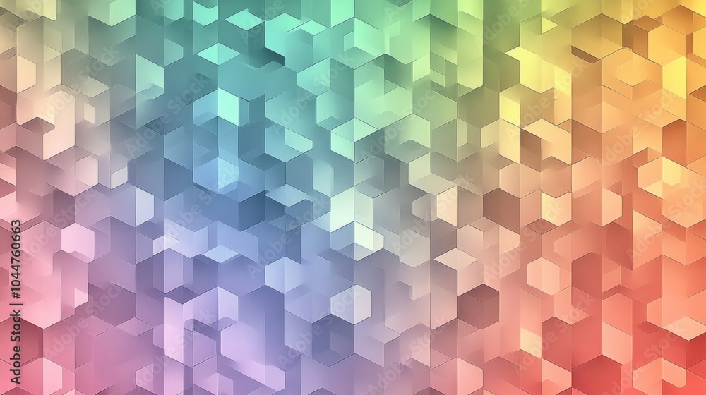 Poster vibrant geometric patterns in soft focus background