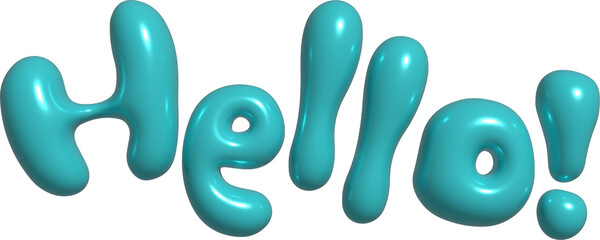 blue Hello word 3D bubble text 