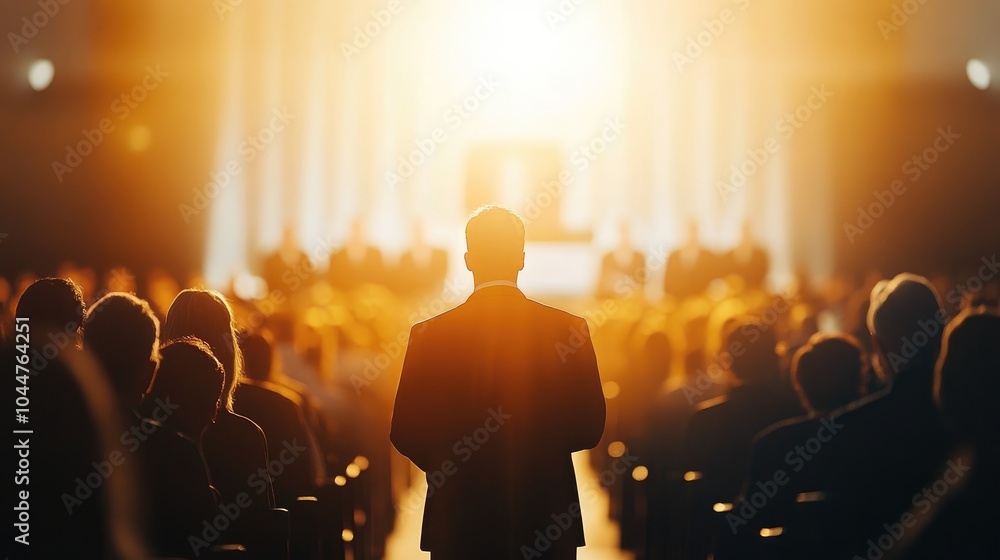 Wall mural a church conference closing ceremony featuring a keynote speaker delivering final blessings with a b