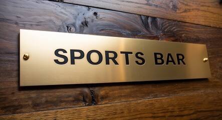 sports bar engraved text on gold name plate sign 