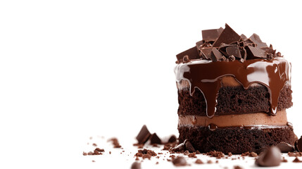 chocolate cake isolated on a transparent or white background