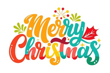 Obraz premium Bold and Fun Christmas Text Art. Vibrant Merry Christmas Typography. Colorful Holiday Greetings Text. 