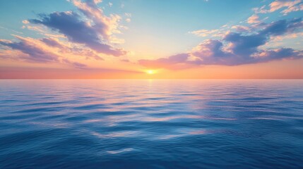 Obraz premium A calm ocean scene at sunset featuring vivid colors shimmering on the water capturing a sense of peace and elegance