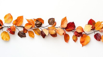 Fototapeta premium Organic autumn leaf garland Crafting decor with natural elements featuring ample copy space